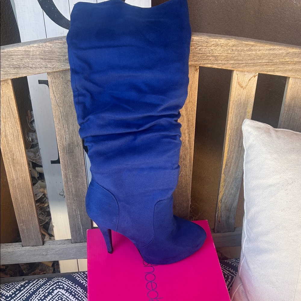 Blue Knee-High Women's Boots